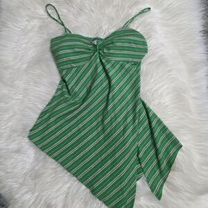 Green Striped Kids One-Piece Swimsuit